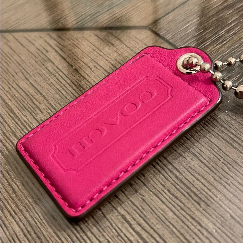 Coach Pink - Fuchsia Large Hangtag Leather Keychain